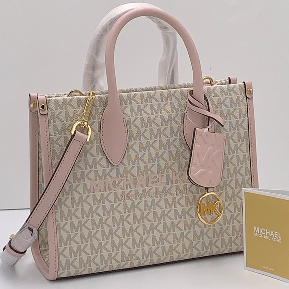 Michael Kors Mirella Small Shopper Top Zip Crossbody Pdr Blush Multi Logo MK
NWT - Picture 2 of 16